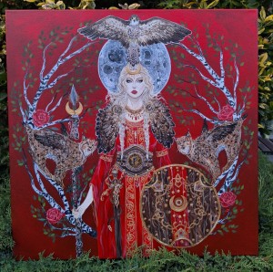 Obraz oryginalny Boginie Świata: Freja, 60x60cm, 2023-24