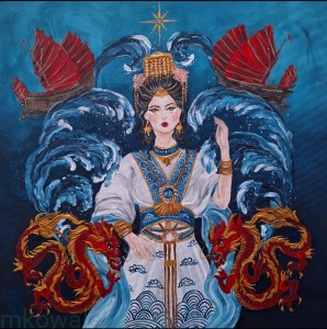 Obraz oryginalny Boginie Świata: Mazu, 60x60cm, 2024