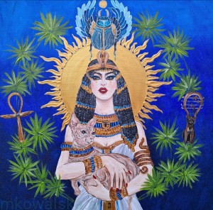 Obraz oryginalny Boginie Świata: Bastet, 60x60cm, 2024
