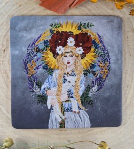 Podkładka pod kubek - Mokosz z lawendą 9x9cm