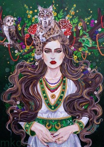 Plakat A3 - Dziewanna z rysiem