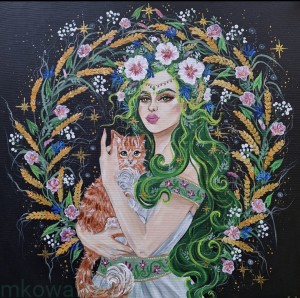 Obraz oryginalny Słowiańscy Bogowie: Mawka 70x70cm 2024