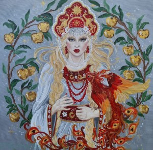 Obraz oryginalny Słowiańscy Bogowie: Żar-ptak 70x70cm 2024