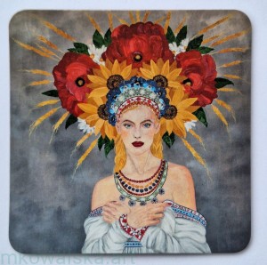 Podkładka pod kubek - Mokosz z bratkami 9x9cm