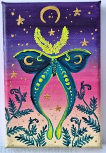 Obraz oryginalny Ćma Księżycówka Turkusowa 15x10cm 2024