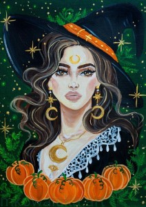 Plakat A4 - Czarodziejka Dyniowa Brunetka