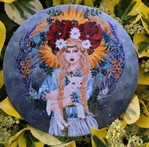 Magnes okrągły: Mokosz z lawendą Bogini Matka