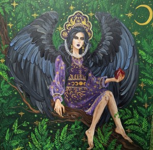 Obraz oryginalny: Sirin, Słowiańscy Bogowie, 60x60cm, 2025