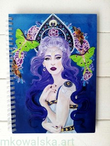 Notatnik A5 słowiański: Lunula fioletowa, symbol księżyca, spełnienia, możliwości, płodności