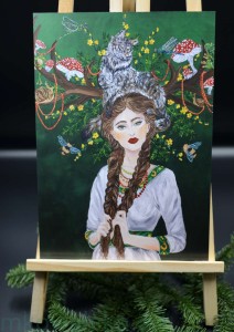 Plakat A4 - Dziewanna z wilkiem, Diana, Artemida, Bogini dzikiej przyrody, lasów, polowań i księżyca