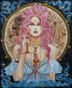 Plakat A4: Kryształowy zodiak - WAGA - KWARC RÓŻOWY - POWIETRZE