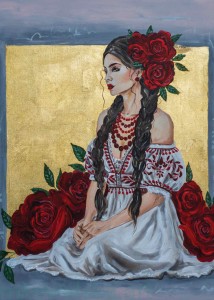 Plakat A4: W róży rozkwicie - Glamour Slavic Folk