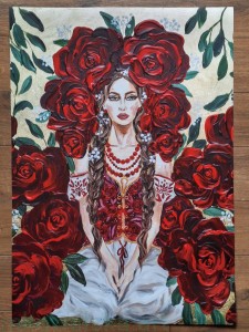 Plakat B2 70x50cm: W mych róży ogrodzie - Glamour Slavic Folk