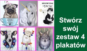 Zestaw 4 plakatów A4 - Zwierzątka