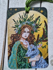 Zakładka do książki: Leśna Bogini z jeleniem 15x10cm